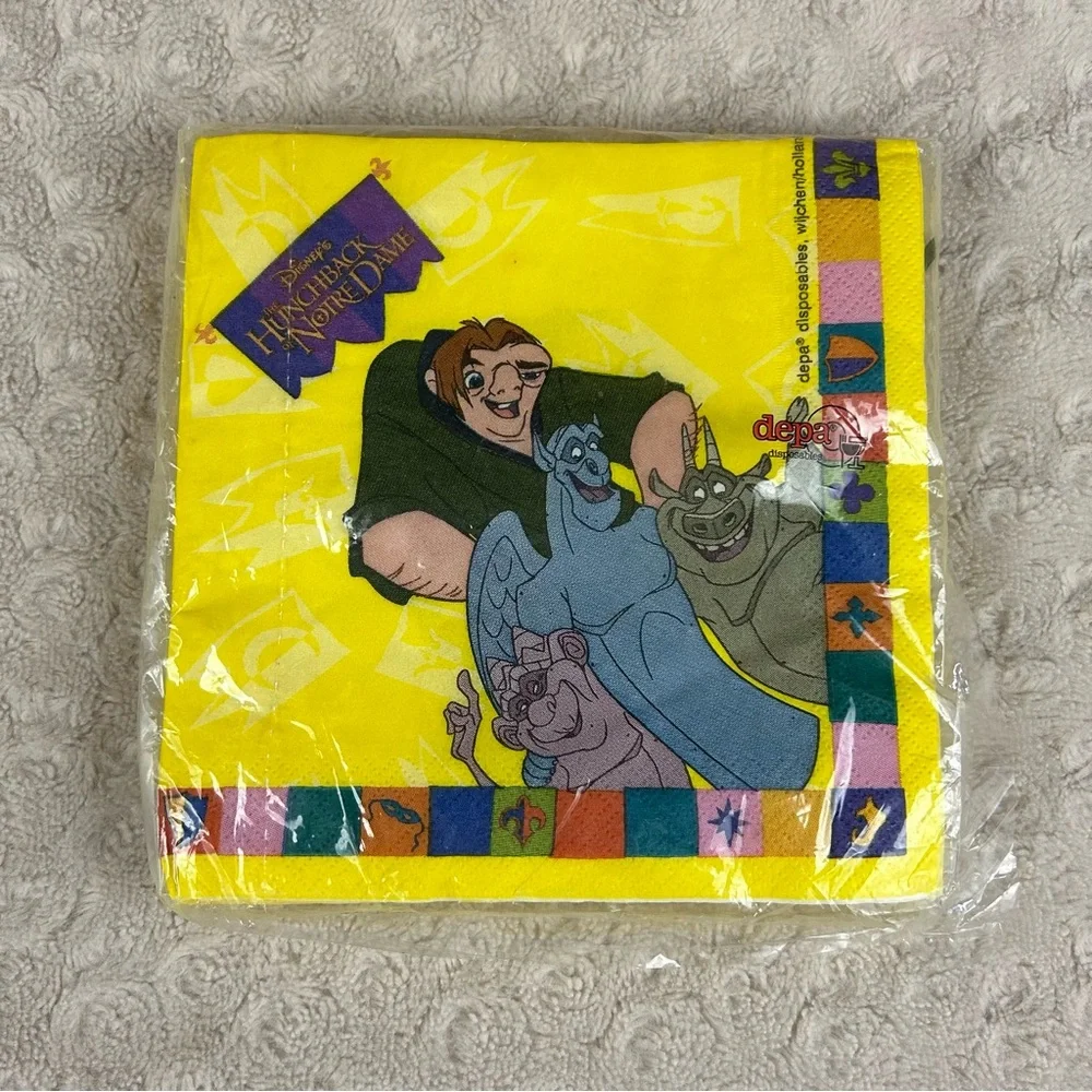 Vintage Disney Hunchback of Norte Dame Paper Party Napkins Yellow Birthday Depa
